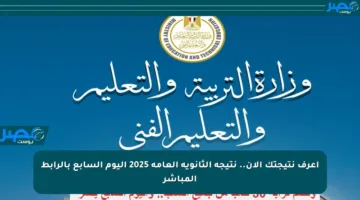 اعرف نتيجتك الآن.. نتيجة الثانوية العامة 2025 اليوم السابع بالرابط المباشر